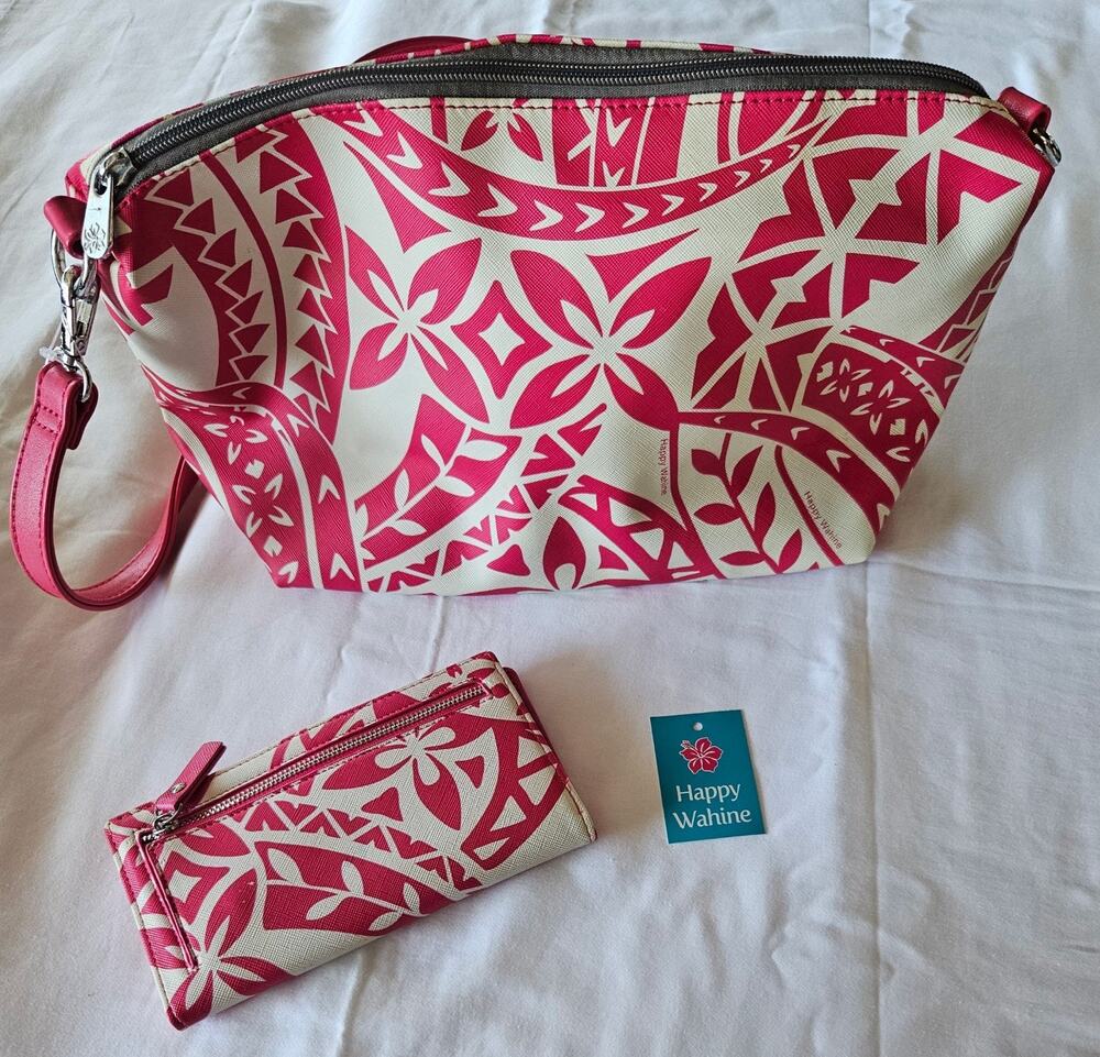 Happy Wahine brand large pouch and a matching wallet
